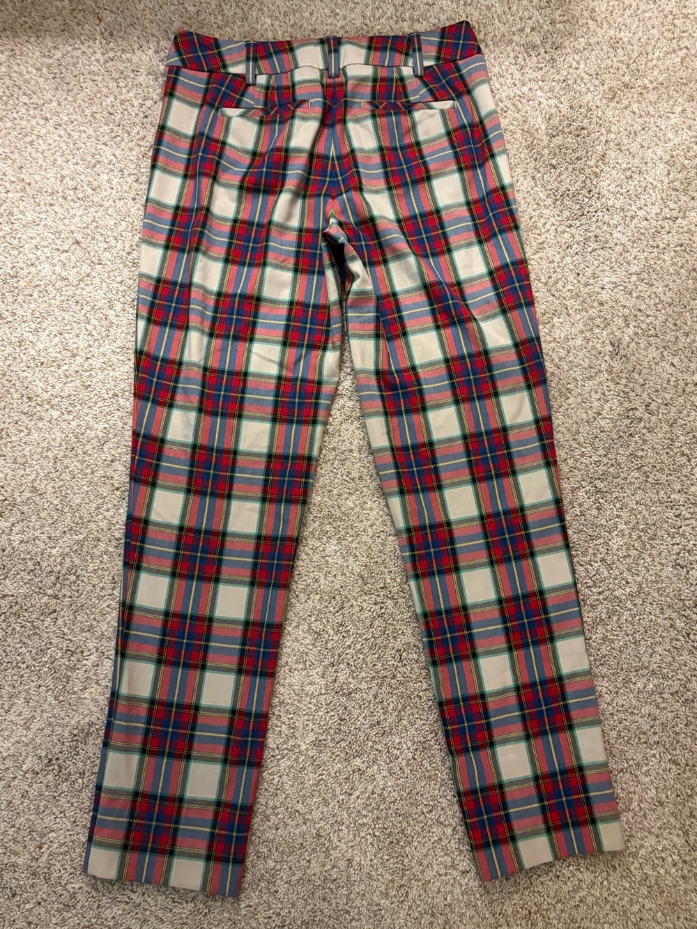 Lands' End Plaid Pants with Cream, Red & Blue Tartan Print, Fit 2, Size 4 - Picture 5 of 6